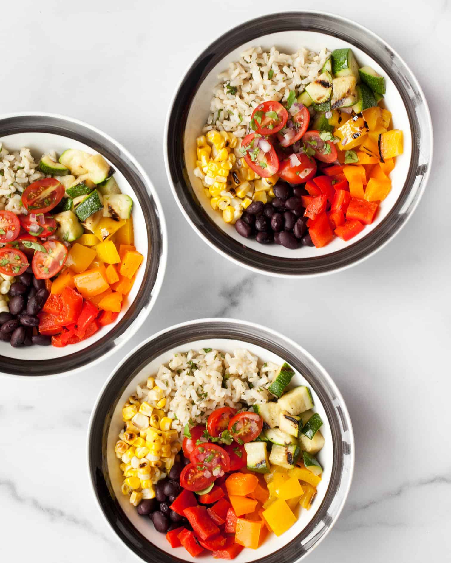 Grilled Veggie Burrito Bowls with Corn and Peppers | Last Ingredient