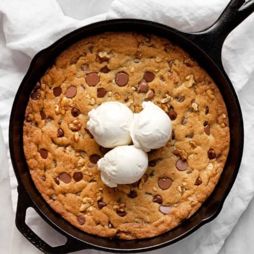 Chocolate Chip Walnut Skillet Cookie