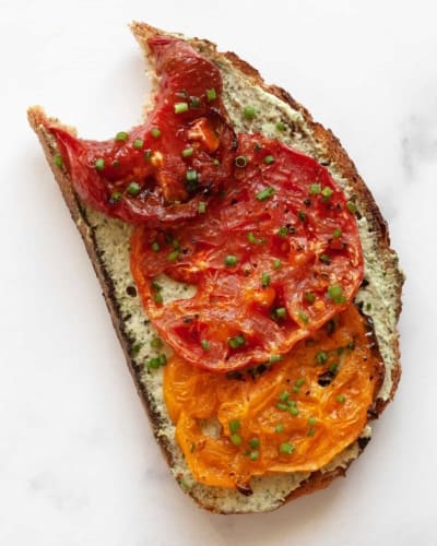 Roasted Tomato Toast With Pesto Cheese Spread - Last Ingredient