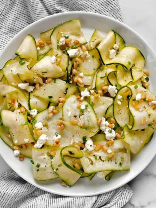 Zucchini salad on a plate.