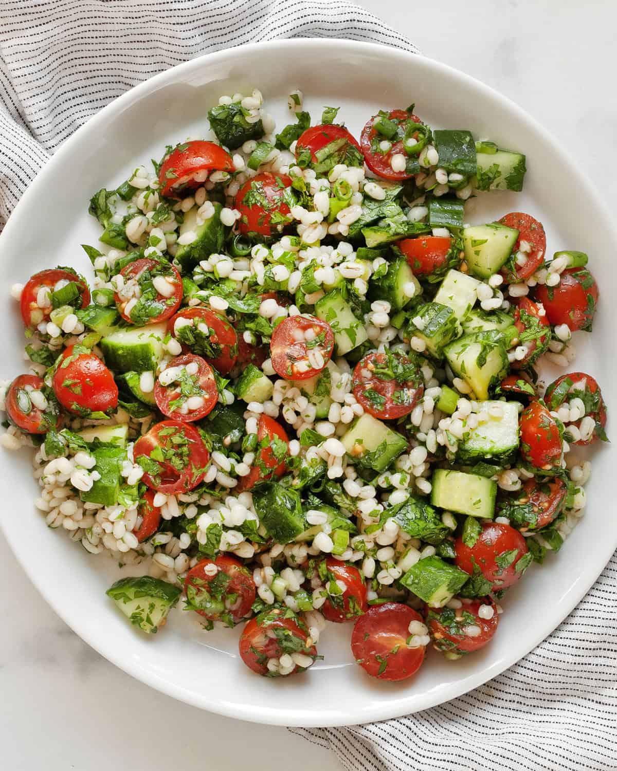 Tabbouleh salad on a plate.