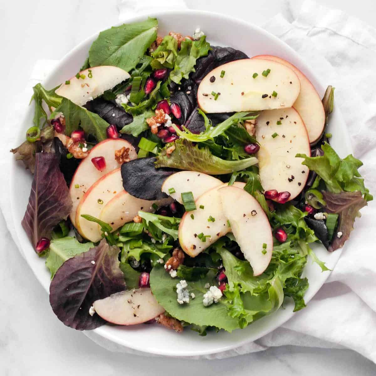 Apple Walnut Salad With Blue Cheese And Pomegranate 