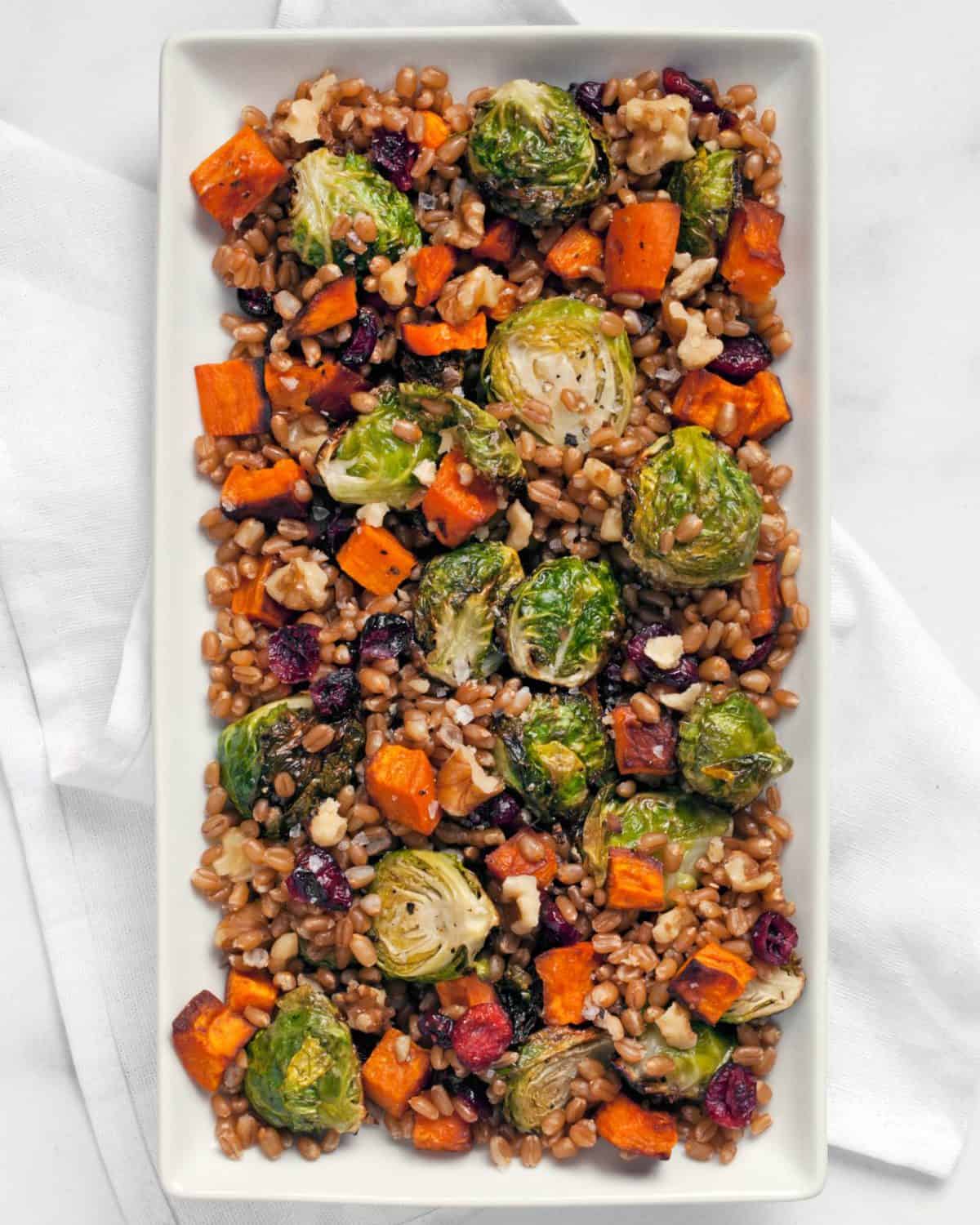 Wheat Berry Salad with Brussels Sprouts Sweet Potatoes | Last Ingredient