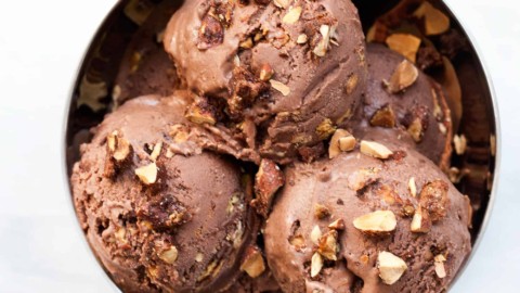 chocolate ice cream with nuts