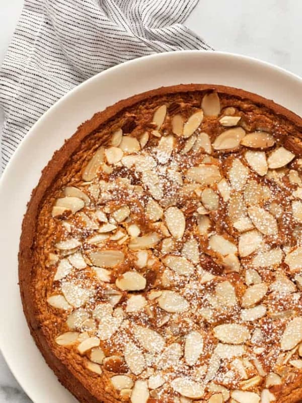 Almond cake on a plate.