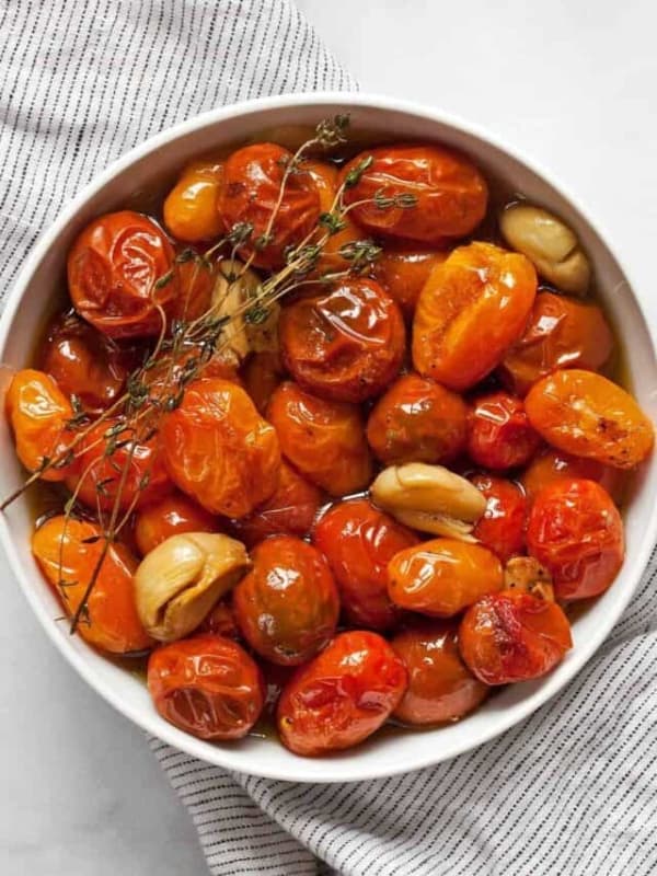 Tomato confit in a bowl.