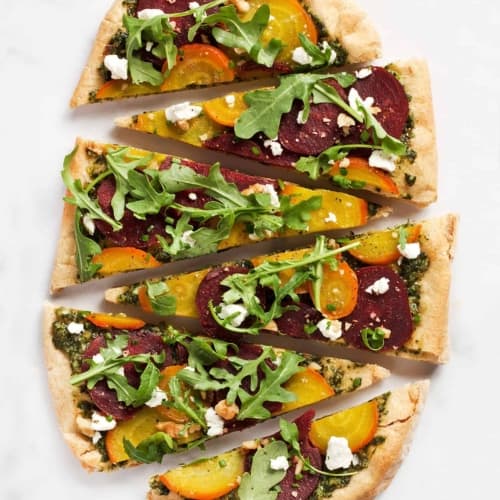 Roasted Beet Flatbread with Goat Cheese and Arugula | Last Ingredient