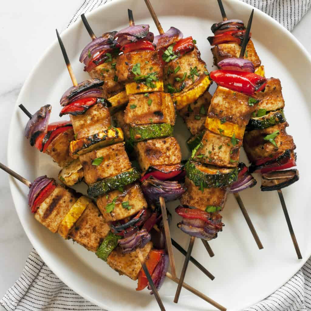 Grilled BBQ Tofu Veggie Skewers - Last Ingredient