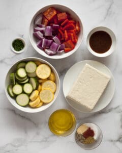 Grilled BBQ Tofu Veggie Skewers - Last Ingredient