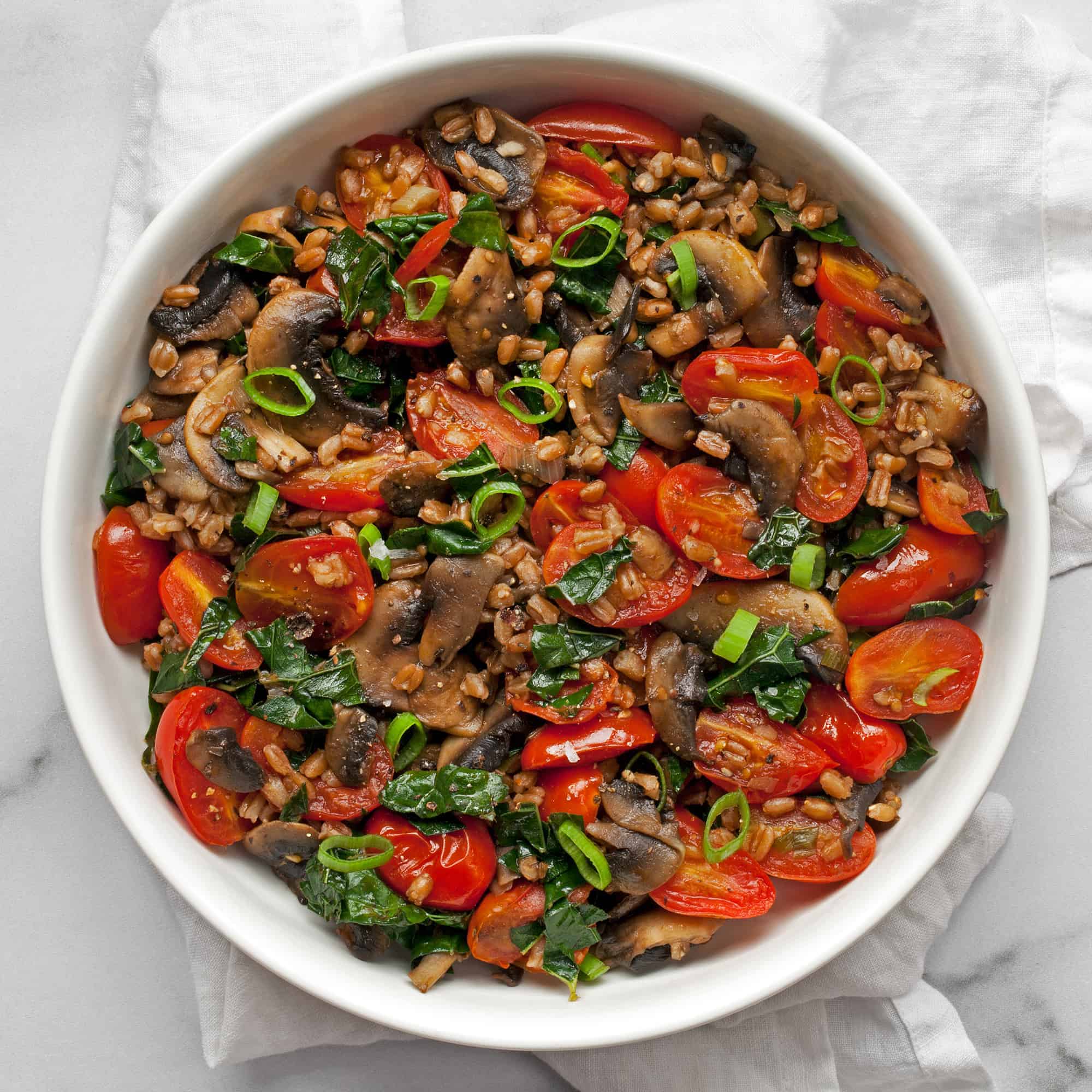 Mushroom Tomato Farro with Kale | Last Ingredient