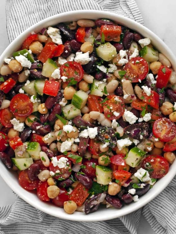 Three bean salad in a bowl.