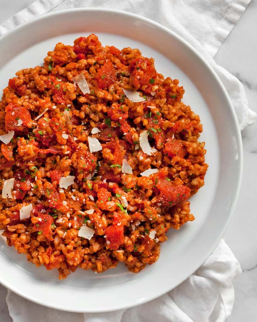 Baked Tomato Farro Risotto with Canned Tomatoes | Last Ingredient