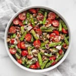 Grilled asparagus salad in a bowl.