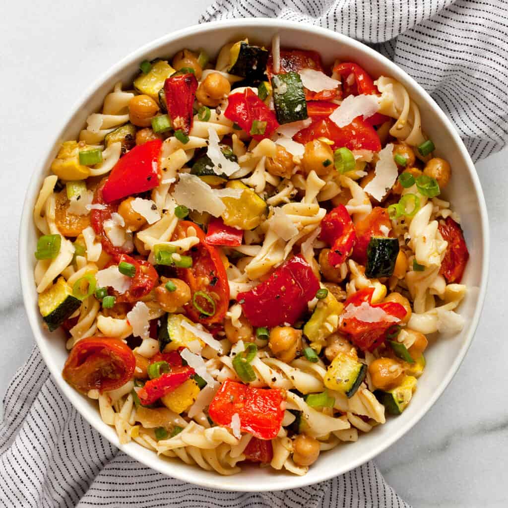 Roasted Vegetable Chickpea Pasta Salad - Last Ingredient