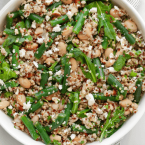 Green bean quinoa in a bowl.