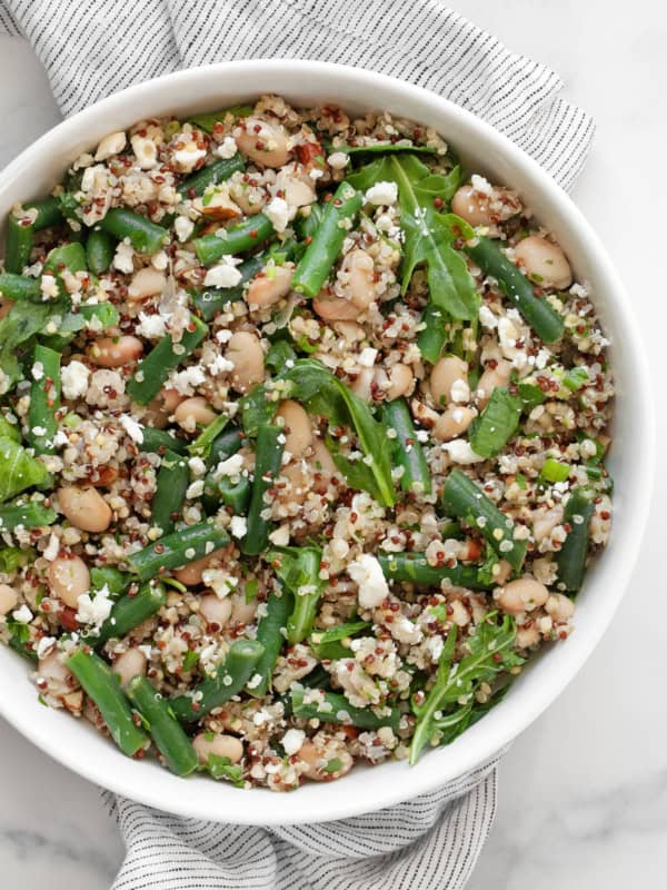 Green bean quinoa in a bowl.