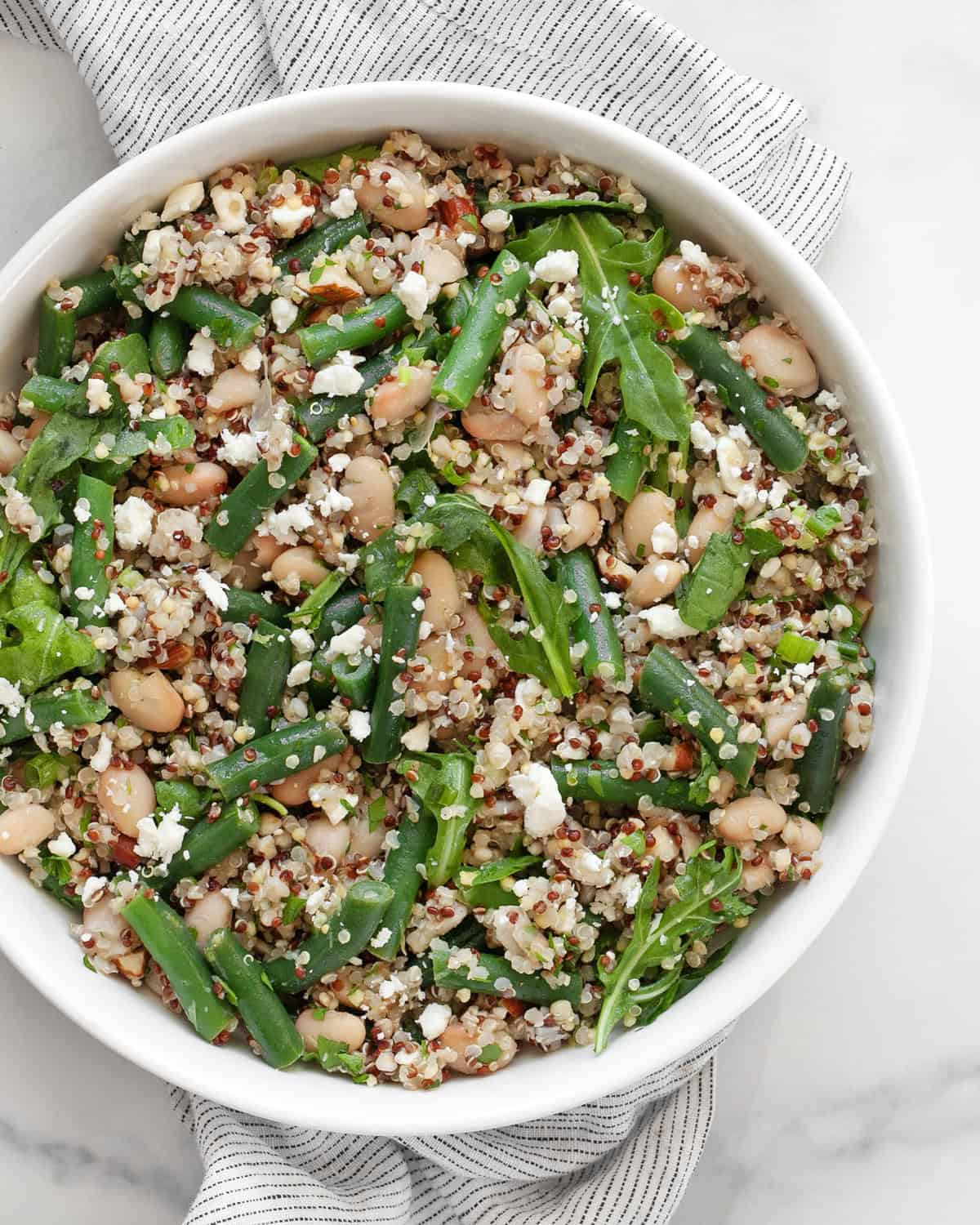 Green bean quinoa in a bowl.