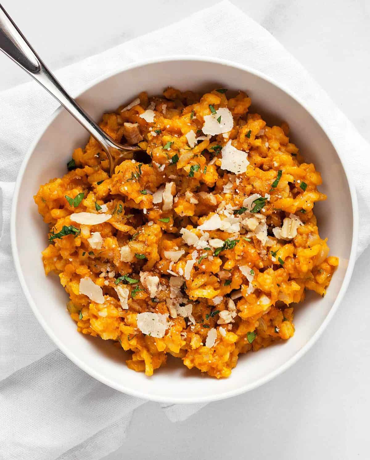 Baked Pumpkin Risotto with Canned Pumpkin - Last Ingredient