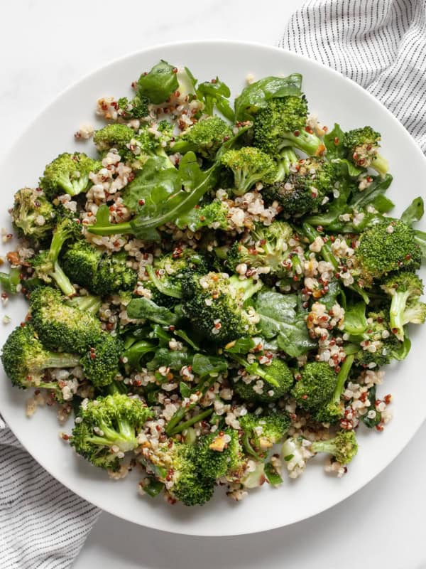 Broccoli salad on a plate.