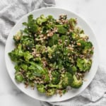 Broccoli quinoa salad on a plate.