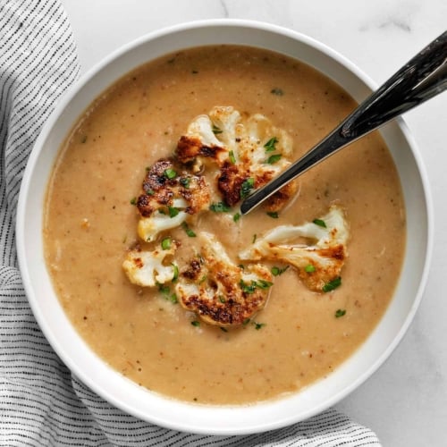 Vegan Tahini Roasted Cauliflower Soup - Last Ingredient