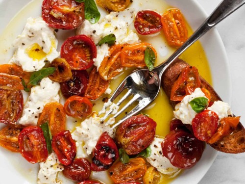 Warm Burrata and Roasted Tomatoes - The Cheese Knees