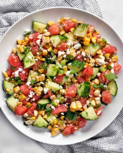 Watermelon Cucumber Salad with Feta and Grilled Corn | Last Ingredient