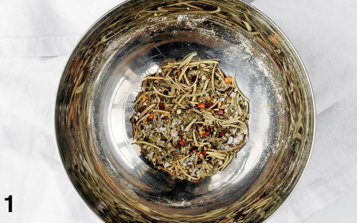 Dried spices in a small bowl.