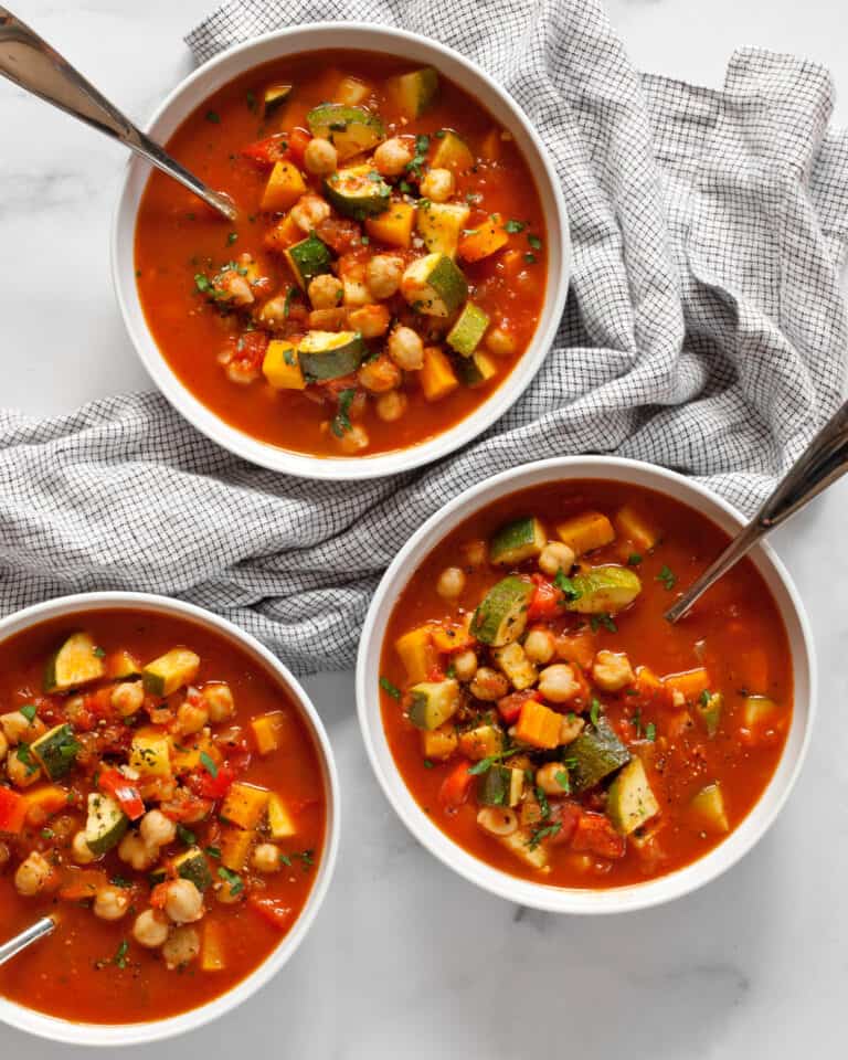 Easy Chickpea Harissa Vegetable Soup Last Ingredient