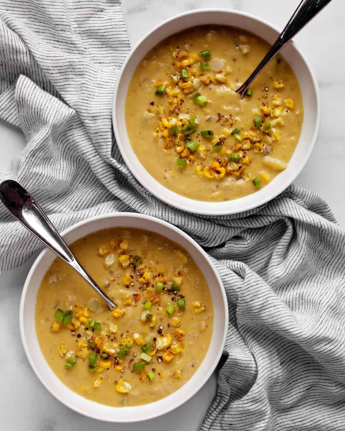 Vegan Roasted Poblano Corn Chowder | Last Ingredient