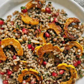 Delicata squash couscous on a plate.