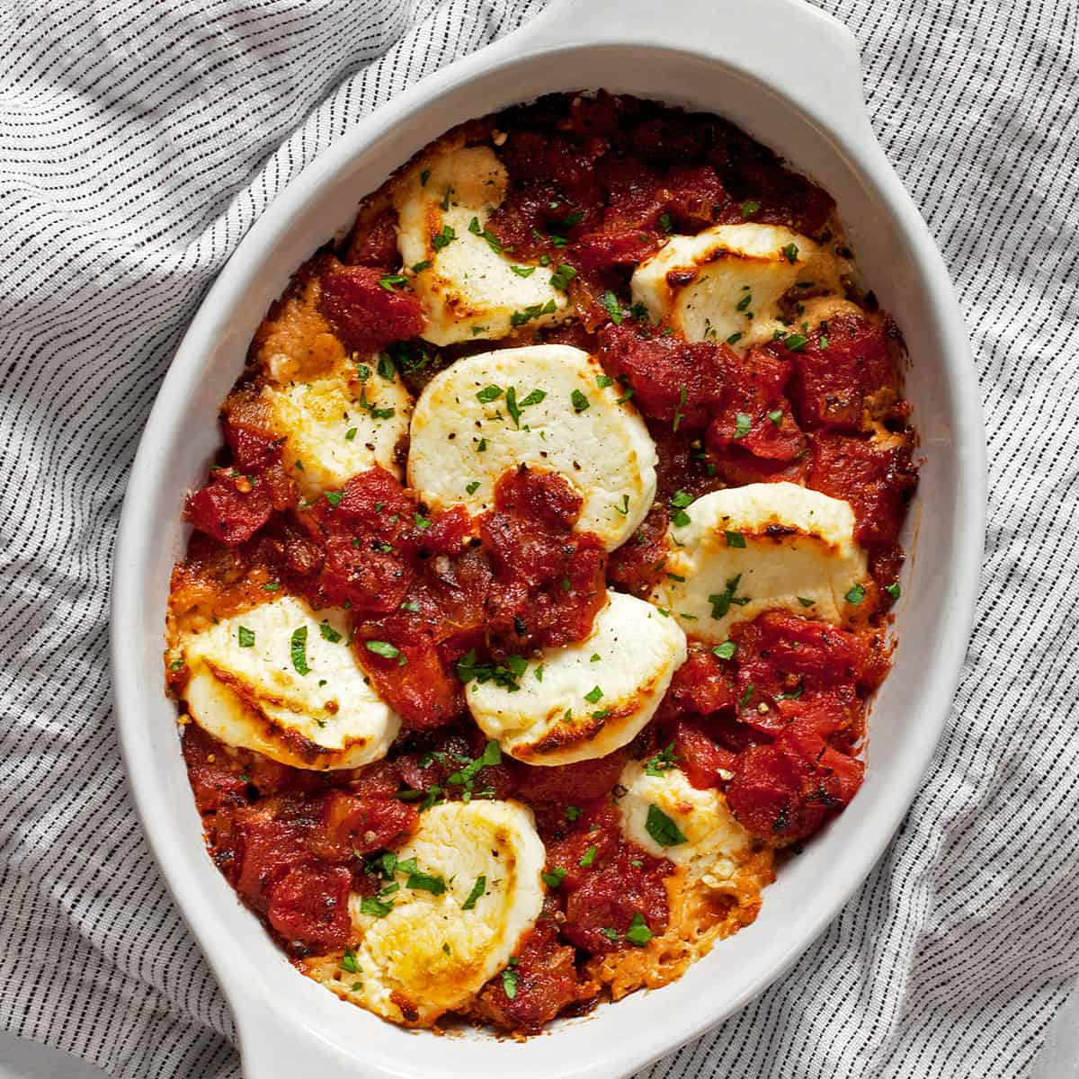 Baked Goat Cheese Dip with Tomatoes - Last Ingredient