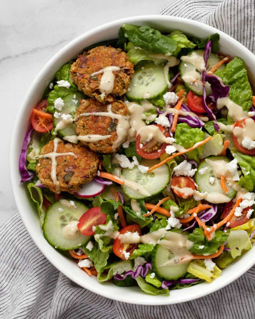 Baked Falafel Salad with Lemon Tahini Dressing | Last Ingredient