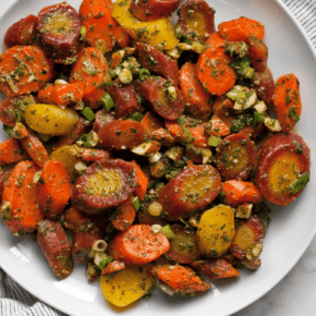 Moroccan carrot salad on a plate.