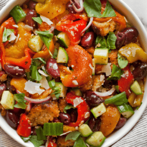 Roasted pepper salad in a bowl.