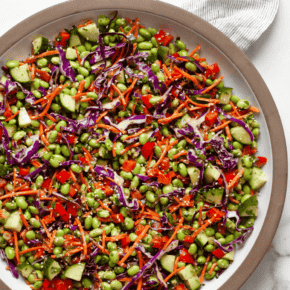 Edamame salad in a large bowl.