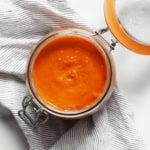 Roasted tomato sauce in a jar.