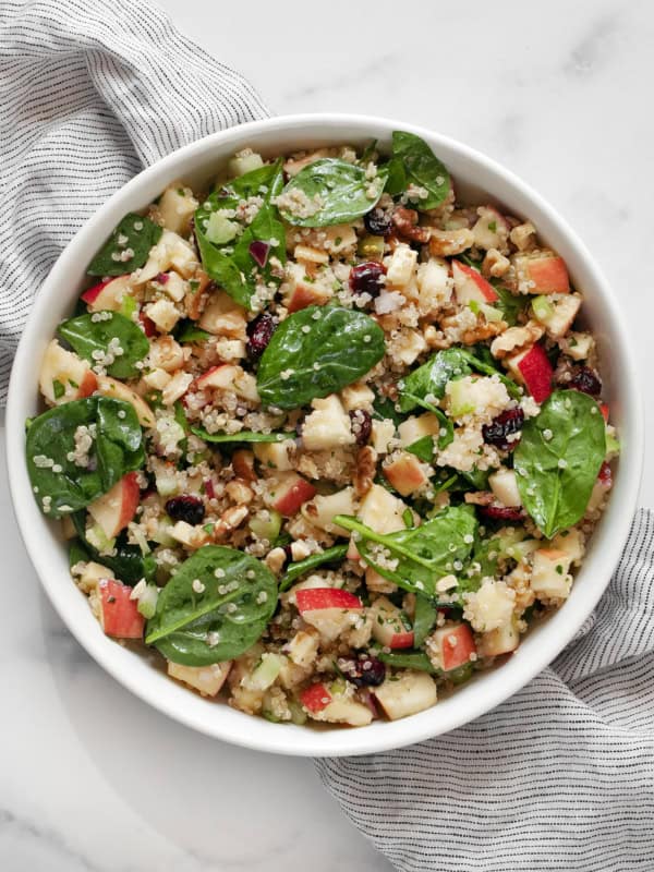 Apple quinoa salad in a bowl.