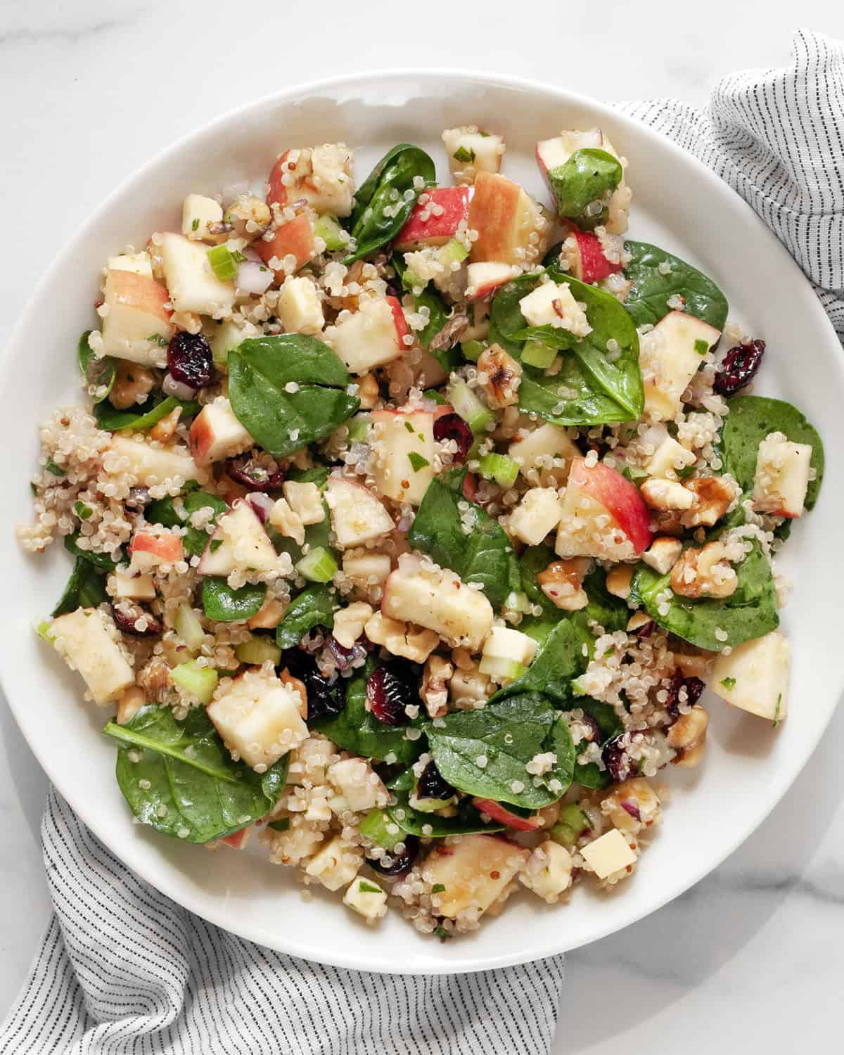 Apple walnut salad on a plate.