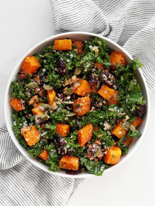 Butternut squash salad in a bowl.