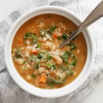 White bean soup in a bowl.