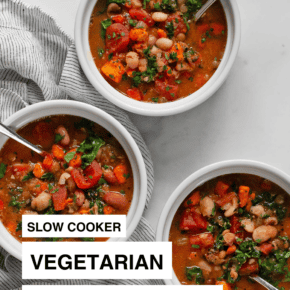 Three bowls of bean soup.