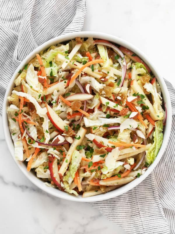 Savoy cabbage salad in a bowl.