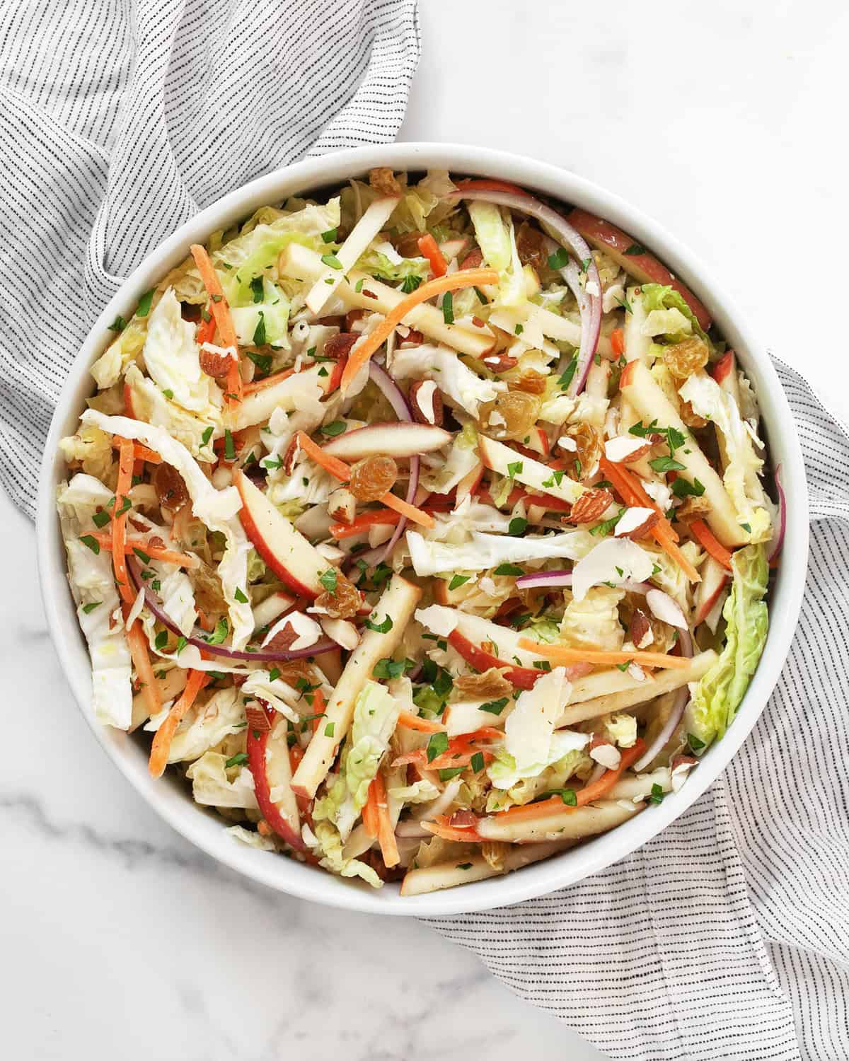 Savoy cabbage salad in a bowl.