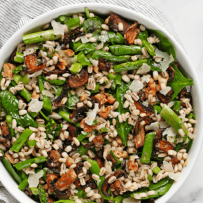 Roasted Asparagus Mushroom Barley Salad